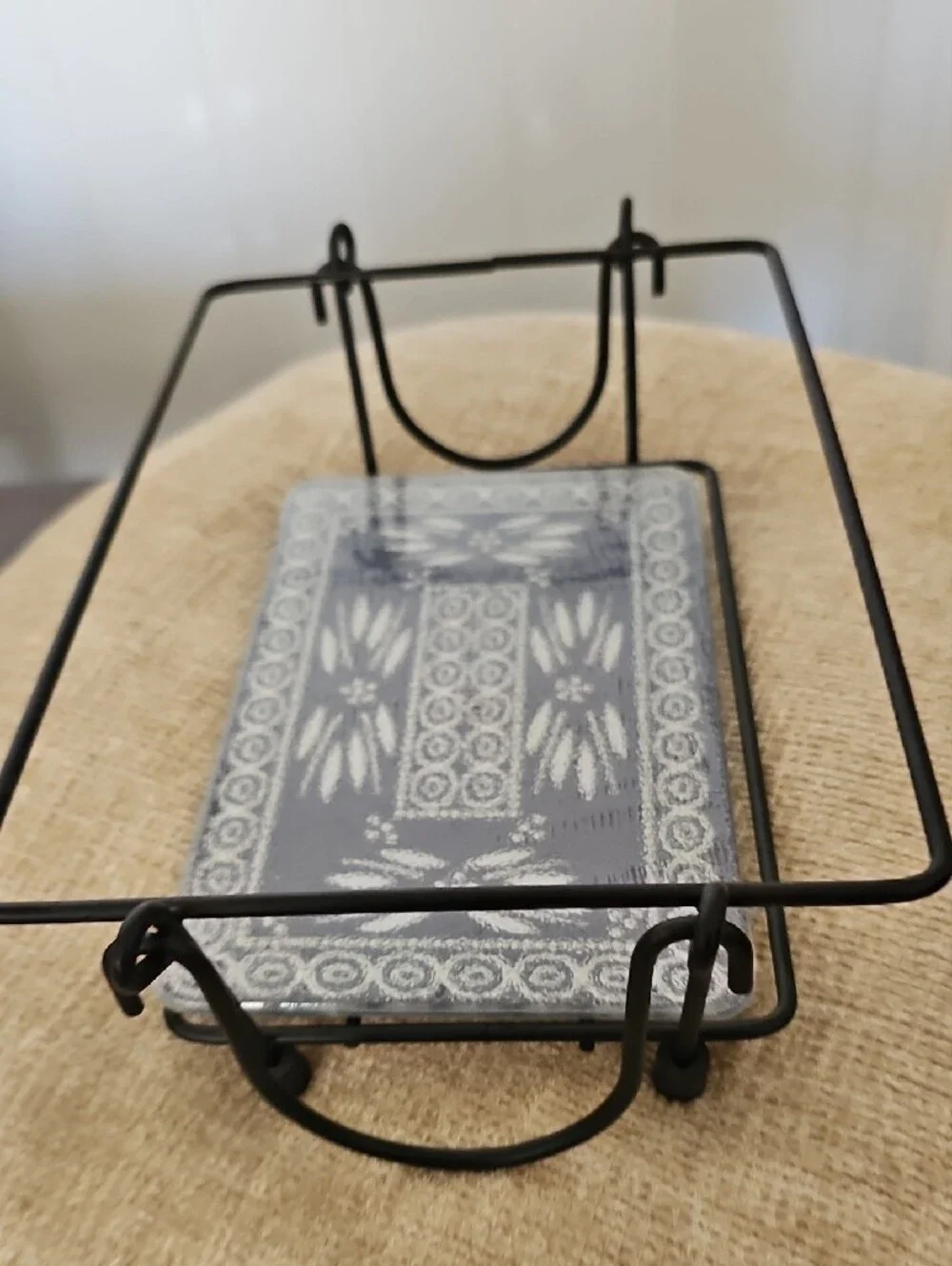 Temp-Tations Navy Blue Ceramic Baker with Decorative Pierced Pattern and Rack